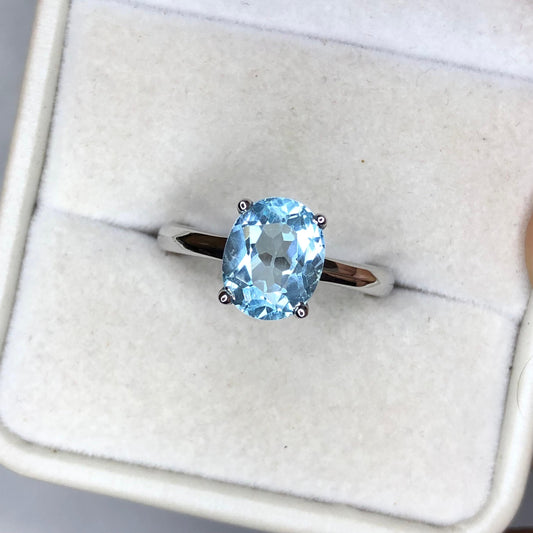 African Blue Topaz - 925 sterling silver - Stone Ring