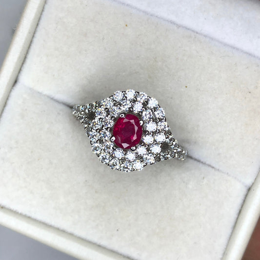 Burmese Ruby - 925 Sterling Silver - Ring