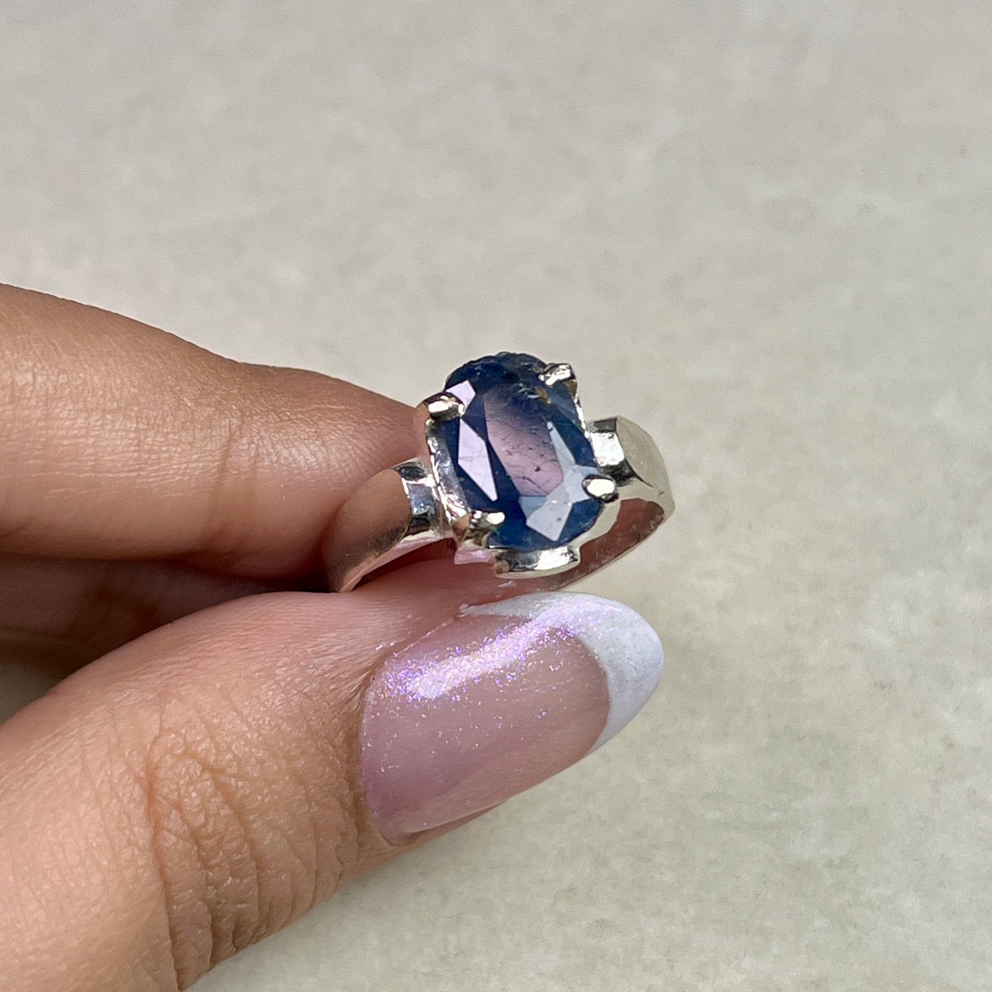 Afghanistani Blue Sapphire - Pure Chandi - Ring