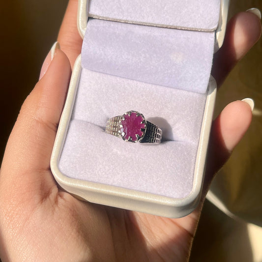 Mozambique Ruby - Men - Pure Chandi - Stone Ring