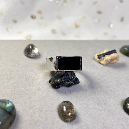 Cole - Black Agate - 925 Sterling Silver - Ring