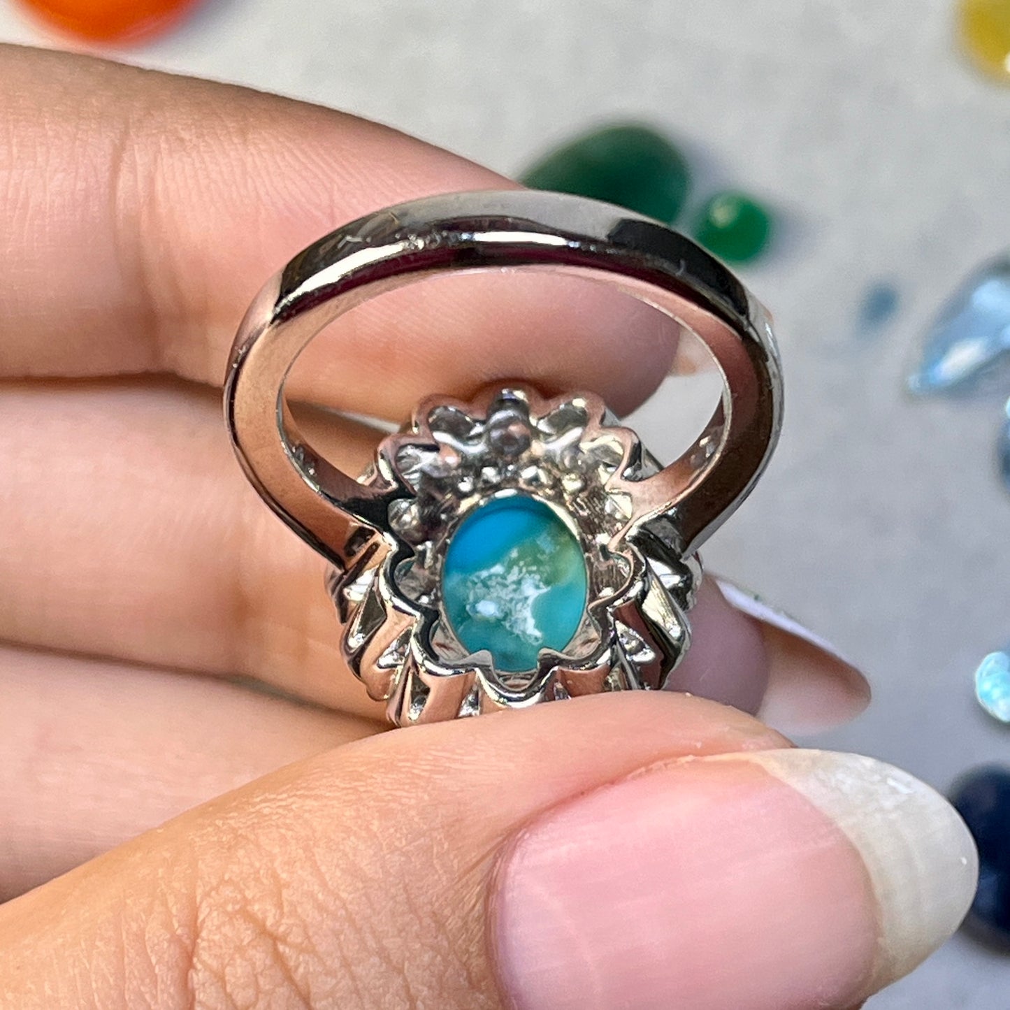 American Turquoise - 925 Sterling Silver - Stone Ring