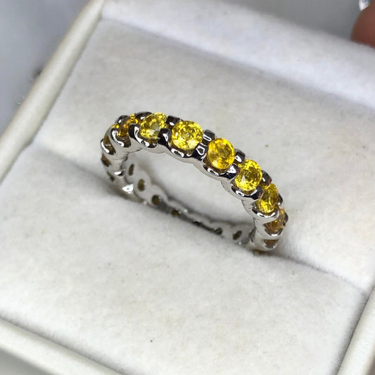 Madagascar Yellow Sapphire - 925 Sterling Silver - Eternity Band