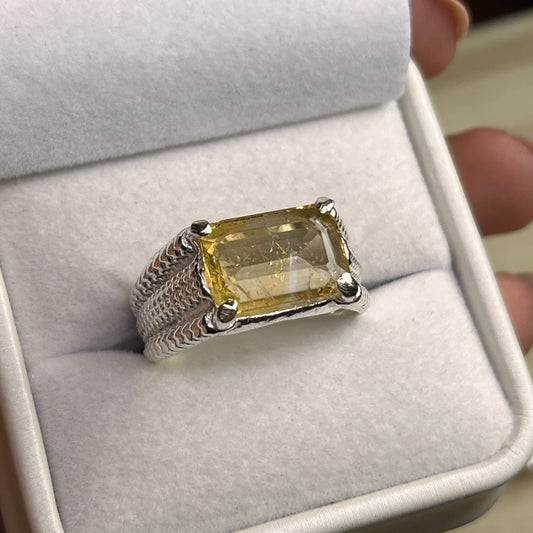 Brazilian Citrine - Pure Chandi - Men's - Stone Ring