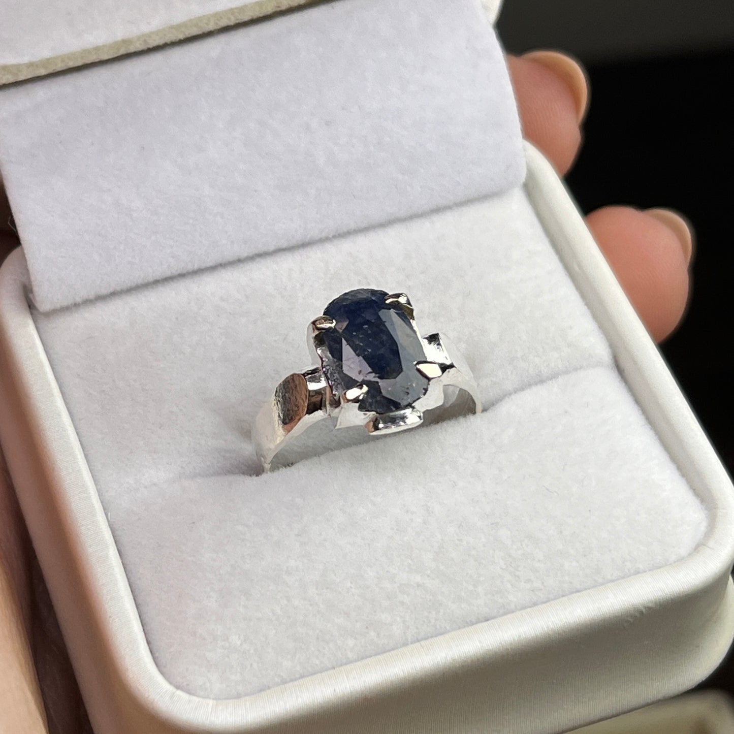 Afghanistani Blue Sapphire - Pure Chandi - Ring