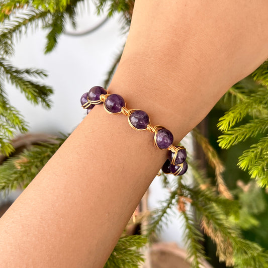 Amethyst - Braided - Stone - Bracelet!