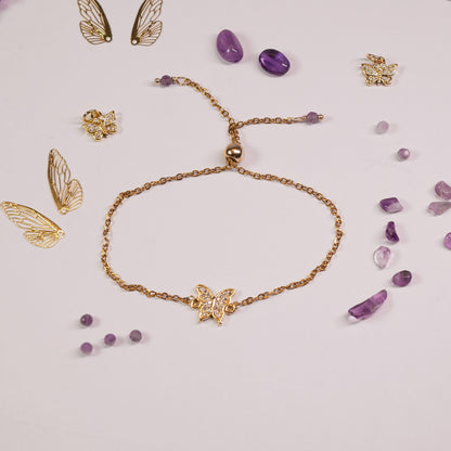 14k Goldplated - Butterfly bracelet - Adjustable