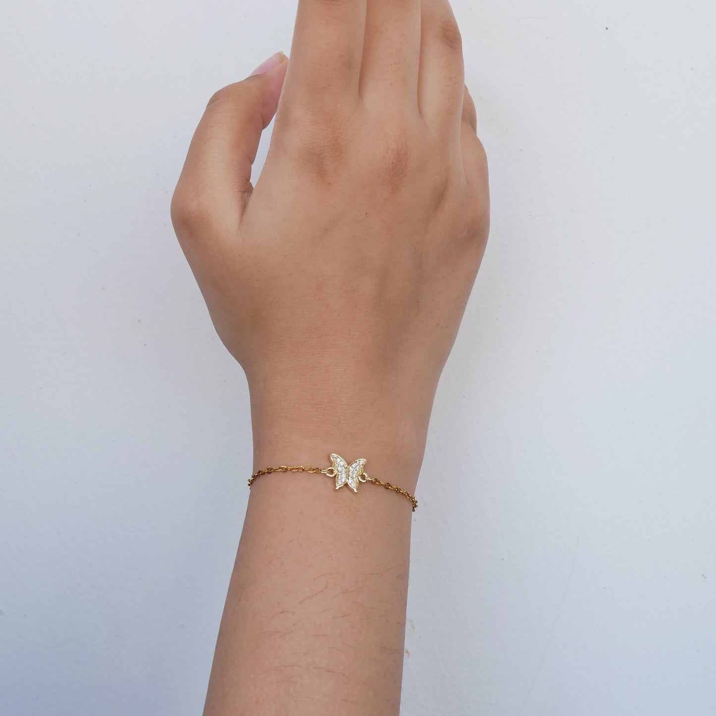 14k Goldplated - Butterfly bracelet - Adjustable