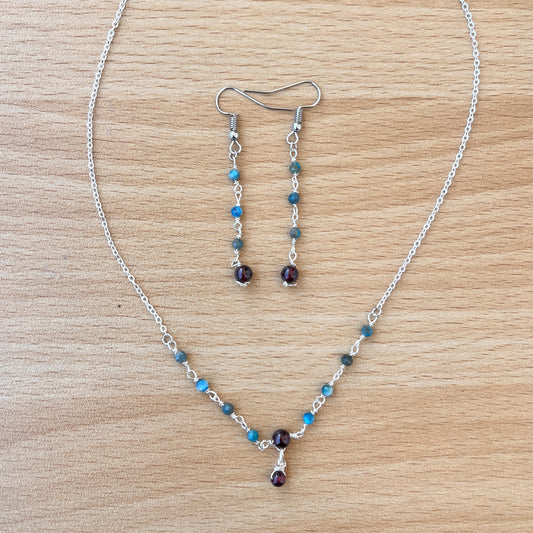 Sapphire - Garnet - Stone - Earrings - Necklace