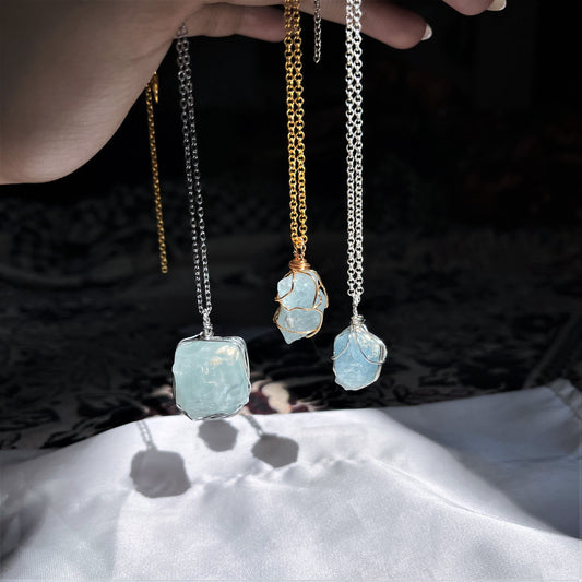 Aquamarine - Raw - Stone - Pendants Collection