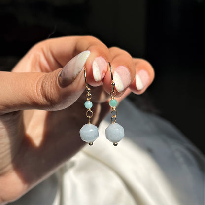 Aquamarine - Minimalistic - Faceted - Stone - Earrings