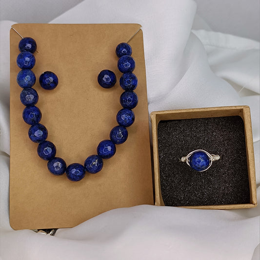 Lapis Lazuli - Tumbled - Stone - Jewelry Set