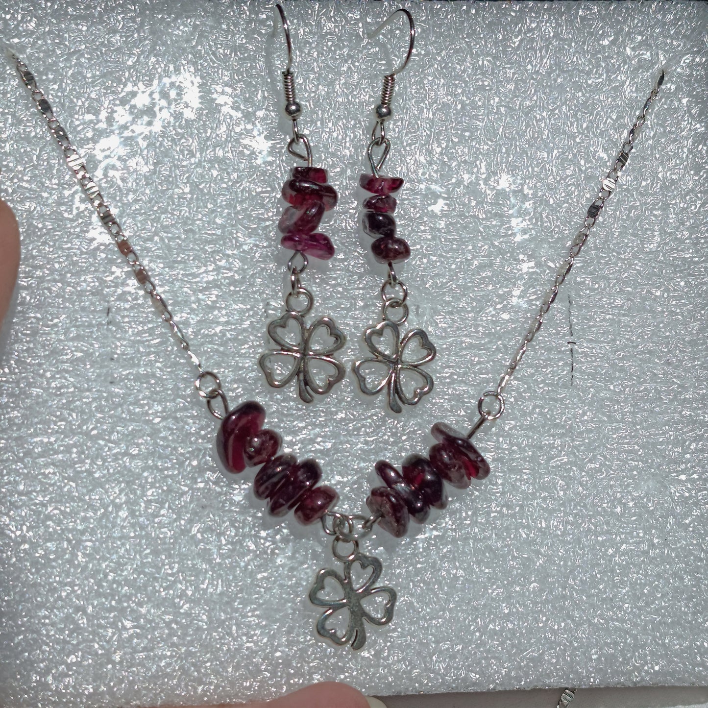 Garnet - Tumbled - Stone - Jewelry Set